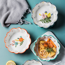 Japanese cute salad bowl household ceramic tableware fruit ins Bowl creative Net red noodle bowl Cherry personality Rice Bowl
