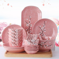 Disc bone porcelain bowl Microwave Oven Noodle Soup Bowl Free Cute Thickening Style Festive Gift box Dish Suit