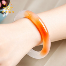 Brazilian natural red agate bracelet womens original color chalcedony round bracelet famous family style retro jade bracelet gift
