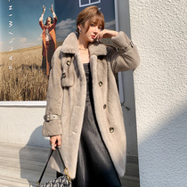 Imported Velvet Mink Leather Big Coat Womens Whole Mink Medium Long Fashion Young fur Fur Fur Coat Lace Leather Grass Jacket