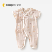Tongtai newborn baby jumpsuit baby Summer cotton boneless short sleeve thin one-piece halter butterfly dress