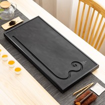 Natural black gold stone tea tray Household induction cooker one-piece set Whole large stone tea table Simple stone tea tray