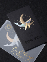 Desk gift high-end black gilding blank message birthday card handwritten card folding blessing card postcard