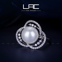 LAC High Jewelry 18K Golden Ao White Pearl Ring Natural Seawater Pearl Venus Ring