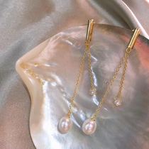 Natural pearl ear line Water drop pearl silver needle Gold temperament Exquisite delicate high-end sense of everyday wild