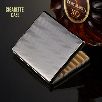 High-grade mens and womens 9-pack ultra-thin cigarette case outdoor portable anti-pressure stainless steel cigarette case automatic clamshell cigarette case