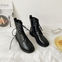 Square Head Lean Martin Boot Female Summer Thin Chains Cool 2022 New Inron Wind Spring Fall Single Short Boot