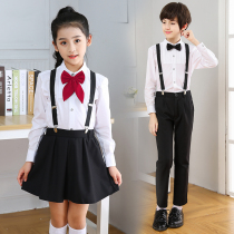 New Year's Day Children's Recitation Performance Clothing Backband Pants Flower Children's Dress Boys Pupils Chorus Kindergarten Performance Clothing