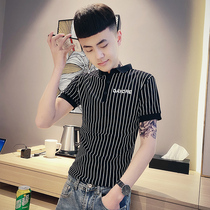 2020 striped short sleeve men summer Thin Trend Tide brand super handsome spirit guy polo shirt Korean fashion T-shirt