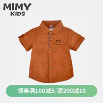 Summer new baby shirt childrens clothing short-sleeved top Childrens cotton thin boys  shirt Western style casual