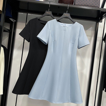 MRMW2021 summer new light cooked Hepburn wind small black dress female French temperament waist slim dress A- line dress
