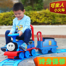 Shaking sound childrens electric ride-on small train boy baby track car set toy 1-3 years old gift