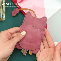 Key bag lady Han cute leather pull simple ultra-thin first layer cowhide personality creative car small key bag