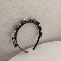 South Korean pearl water drill hair stirrup and hairpin integrated net red bricked anti-slip double layer head hoop fixing Liu Hai smashed hair decoration