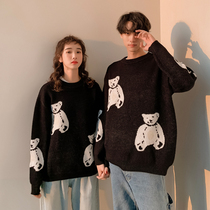 Christmas couples wear autumn clothing Joker fried street sweater men autumn and winter Korean loose ins Super fire trend thickening