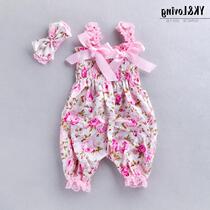Childrens clothing girls jumpsuit 19 new baby suspenders bow trendy fashion bloomers simulation doll clothes