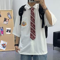DELIVERY TIE ~ COUPLE DK UNIFORM JK SHORT SLEEVE SHIRT MALE AND FEMALE COLLEGE WINKINS BANFU ORIGINAL EMBROIDERY BADGE LINING CLOTHING