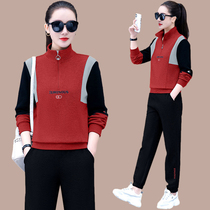Huafg Sports Casual Suit Women Spring Autumn 2022 New Fashion Running Suit Standout Collage long sleeves Two sets