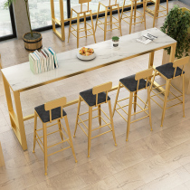 Nordic marble bar table Household simple modern wall high-legged table and chair combination Living room long table partition