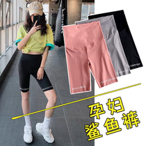 Pregnant women leggings summer thin five-point pants fashion tide mom wear yoga shark shorts summer pants