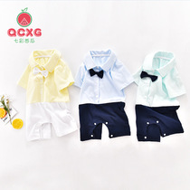 Newborn baby conjoined clothes 0 male baby pajamas Spring and Autumn wear thin 3 female newborn children out full 6 months clothing 1 year old