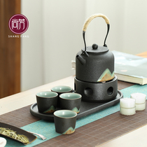 Shangfang retro Chinese style Gongfu tea suit Home Black Tao One pot of four cups ceramic tea tea lifting beam pot suit