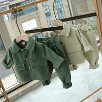 Baby tooling set baby spring and autumn children Korean denim suit male and female children Spring and Autumn 2 sets tide 744