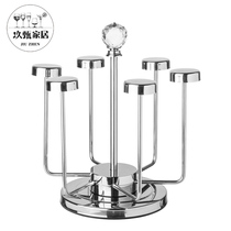 304 stainless steel rotating water cup holder European Crystal Head drain upside down water cup holder kitchen living room decoration