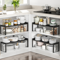 Kitchen countertop iron layered shelf desktop storage rack storage rack storage cabinet inner compartment partition telescopic pot rack
