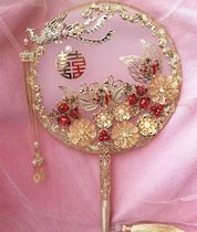 Bridal fan DIY material package Chinese dragon and Phoenix coat Xiuhe Wedding original Golden Malay coat powder Blue pomegranate