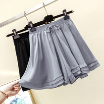 Fat sister culottes large size womens summer clothes 200kg chiffon casual pants loose Joker slim wide leg pants shorts