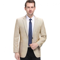 2020 autumn high-end mens middle-aged casual suit Mens top single plaid large size dads wool suit
