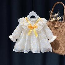 Female baby princess dress autumn 2021 new female children Korean version of Peng Peng yarn dress little girl foreign style skirt