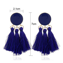 Bohemia red earrings female retro national wind earrings geometric round tassel jewelry holiday jewelry