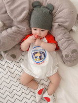 British next kid baby jumpsuit summer thin section short-sleeved romper newborn bag fart romper baby summer tide