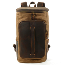 Qiguxi men's bag leisure anti-fouling wear-resistant backpack oil wax canvas backpack outdoor mountaineering travel bag for men and women