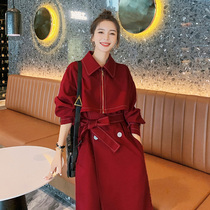 Windbreaker womens mid-length 2021 autumn Korean version this years popular new temperament over-the-knee small spring and autumn jacket