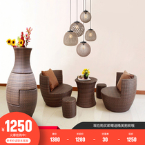 Balcony small table and chair creative outdoor rattan furniture combination outdoor courtyard garden leisure waterproof sun protection rattan chair