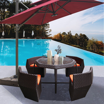 Outdoor table and chair casual rattan combination rattan chair five-piece balcony courtyard cafe homestay creative outdoor furniture