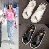 Serious leather sandals in 2021 new comfortable floor toe sandals outer wearing fairy air sandals