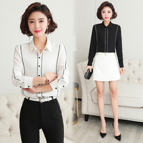 White shirt women's long sleeve 2022 new Korean spring dress with foreign style chiffon shirt base professional coat inch