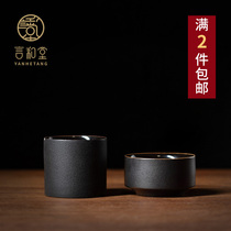  Yanhetang black pottery large tea cup Coarse pottery Kung Fu tea set Single cup Master cup Japanese tea ceremony thickened insulated Teacup