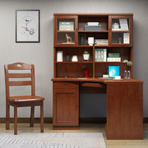 Chinese-style solid wood desk and chair combination corner with bookshelf student writing study table modern home bedroom computer desk