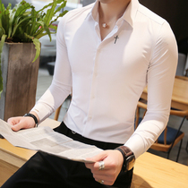 Inch shirt long sleeve slim Korean shirt trend Spring Net red white shirt mens casual simple Joker youth port style