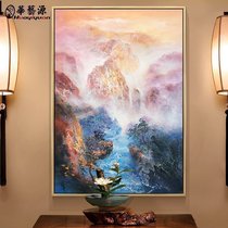 New Chinese mural painting landscape abstract oil painting porch crossing decorative painting manual landscape hanging painting vertical Custom