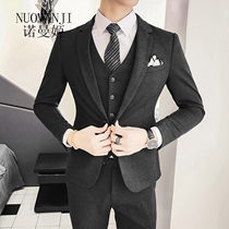  Norman Ji new mens business slim-fit suit professional three-piece Korean fashion best man simple suit suit