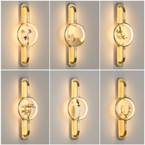 Total copper New Chinese wall lamp Bedroom bed Headlights Chinese Wind Home Brief Creative Corridor Living room Background wall Wall Lamp