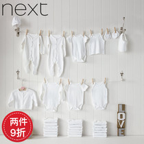 Spot UK Next men and women newborn Cotton Four Seasons Triangle Shirt shirt baby pure white jumpsuit