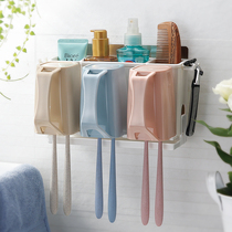 Toilet toothpaste toothbrush holder suction wall type non-perforated toothbrush holder dustproof European mouthwash Cup wash set