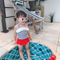 Girls  swimsuit 2021 new split middle child childrens swimsuit Daughter child Korean version baby swimsuit female